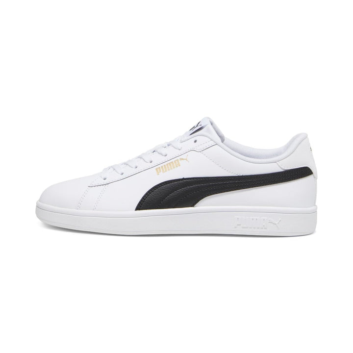 PUMA Unisex Kinder Smash 3.0 L Sneaker 36 EU White Black Gold, 36 EU White Black Gold