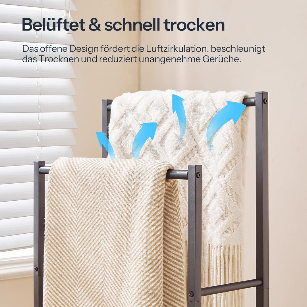 HOOBRO Handtuchhalter, Handtuchständer, Handtuchleiter stehend mit 2 Handtuchstangen, für Badetücher