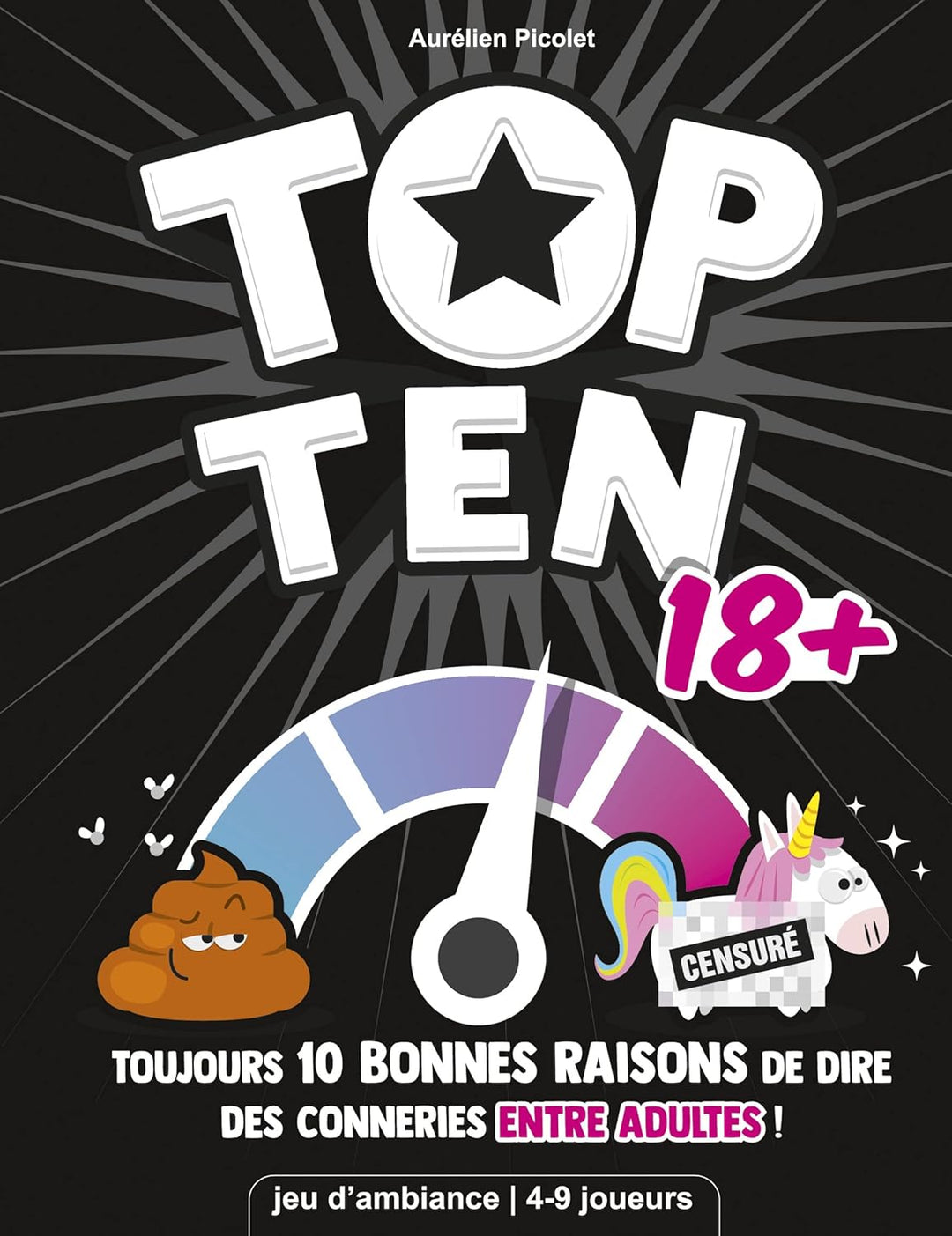 Top Ten 18+ , Cocktail-Spiele , Brettspiel ab 14 Jahren |,4 bis 9 Spieler 30 Minuten, Französisch