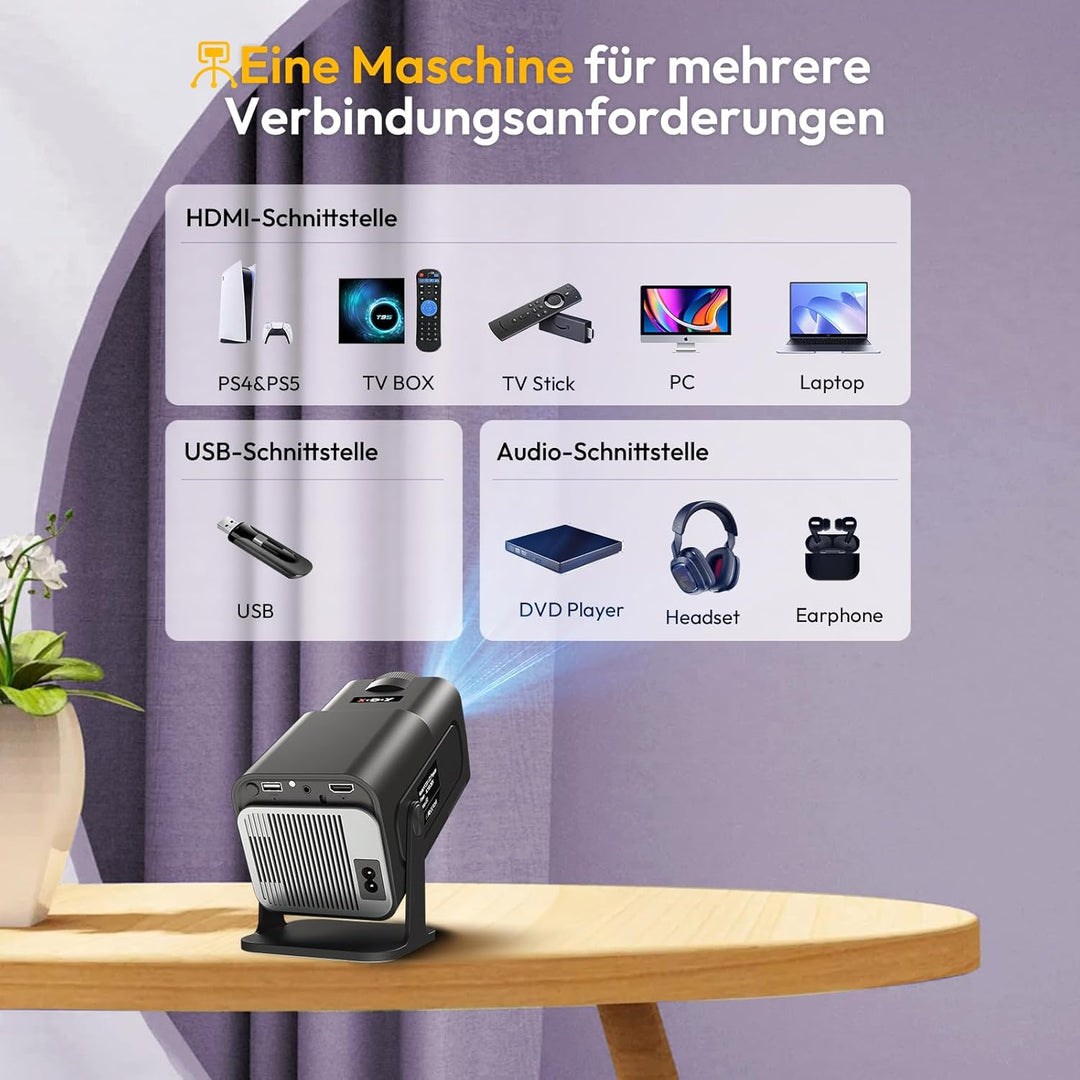 Smart Mini Beamer XGODY Gimbal5 Android 11 Full HD Projektor Native 1080P 4K Unterstützung 5G WiFi6