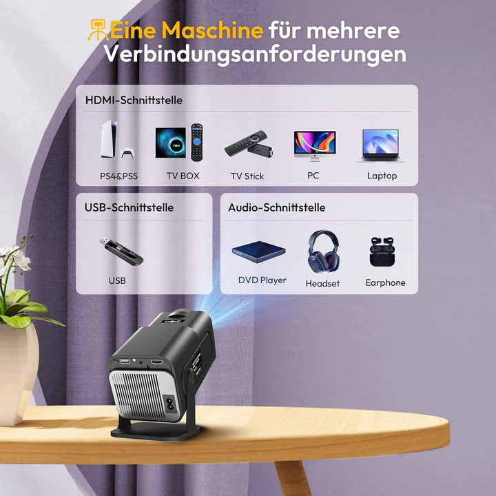 Smart Mini Beamer XGODY Gimbal5 Android 11 Full HD Projektor Native 1080P 4K Unterstützung 5G WiFi6