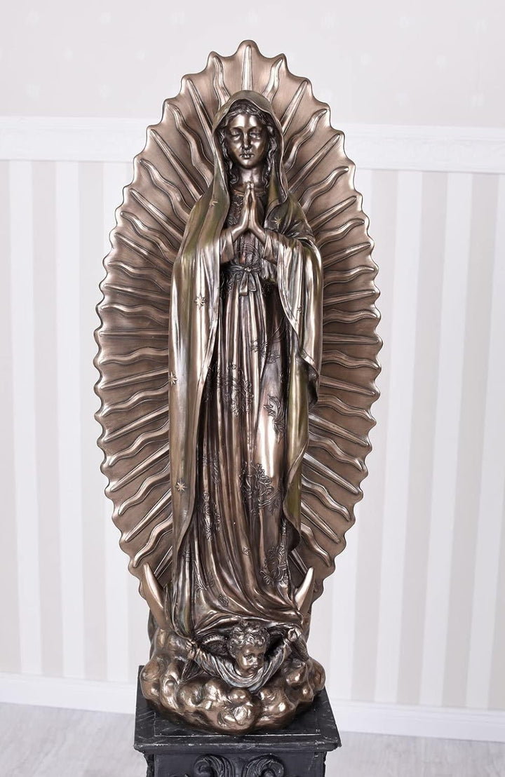 Palazzo Int Madonna Statue 70cm Keramikmasse mit Bronzeschicht Kirchenfigur Frau von Guadalupe Shabb