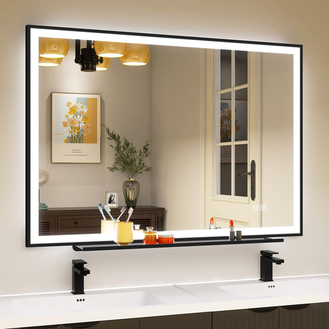 STARLEAD 70 x 100 cm Badespiegel-mit-Beleuchtung & Ablage, Entnebelung, Dimmbar, 3 Farbene Badzimmer
