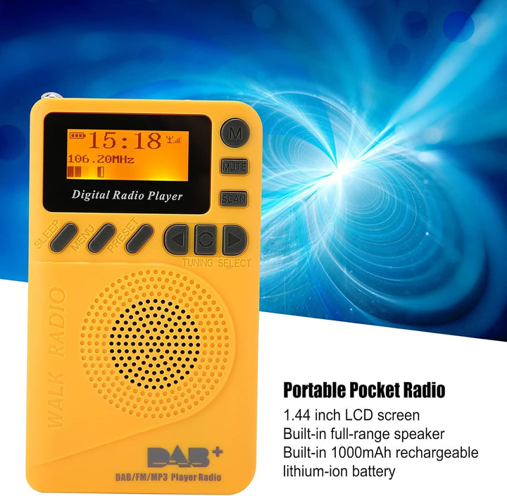 ASHATA Tragbares DAB P9 Taschenradio, DAB DAB FM Radio Wiederaufladbar mit LCD Display und Lautsprec