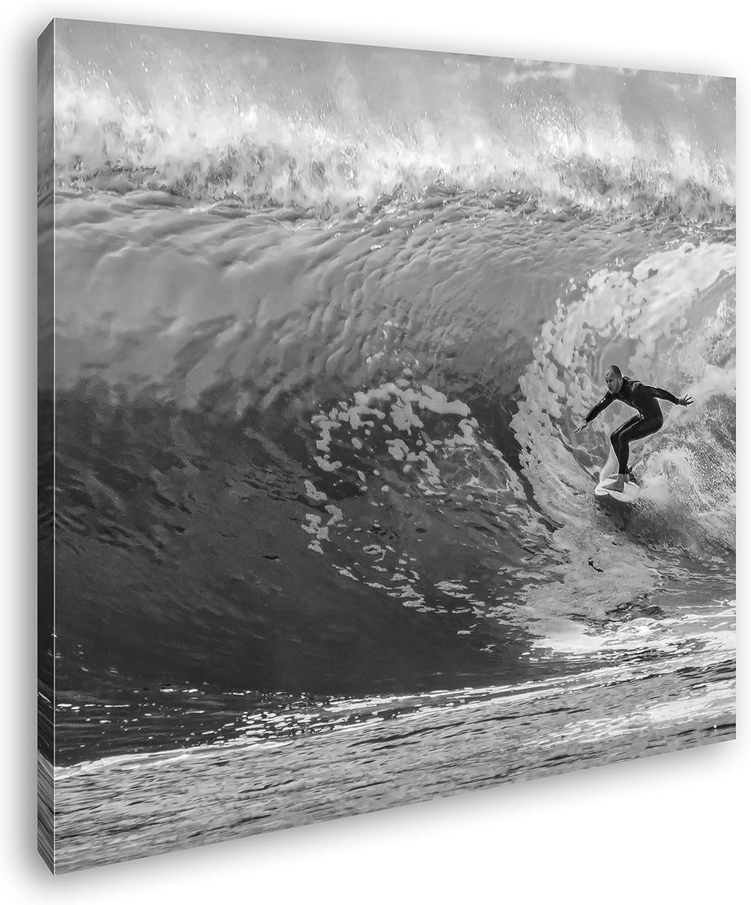 deyoli Surfer in Aktion Format: 70x70 Effekt: Schwarz&Weiss als Leinwandbild, Motiv fertig gerahmt a