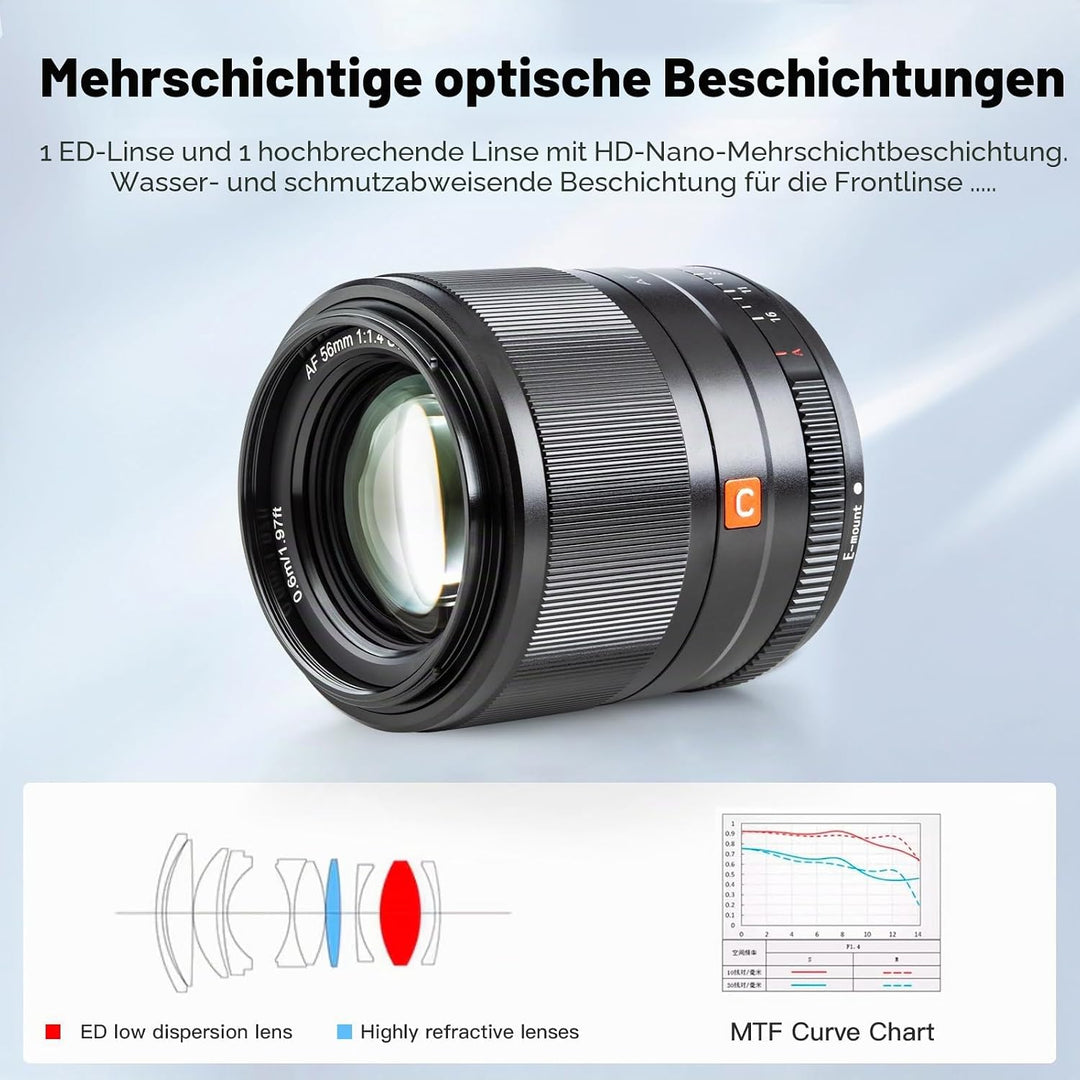 VILTROX 56mm F1.4 Autofokus Objektive APS-C für Sony E Mount Kamera Objektive Standard Camera Lenses