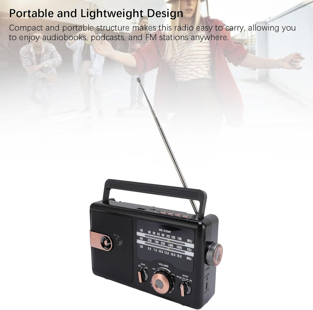 Tragbares Radio AM FM SW Full Band Radio Batterie mit Ladekabel, Batterie Nicht Inbegriffen, BT Laut