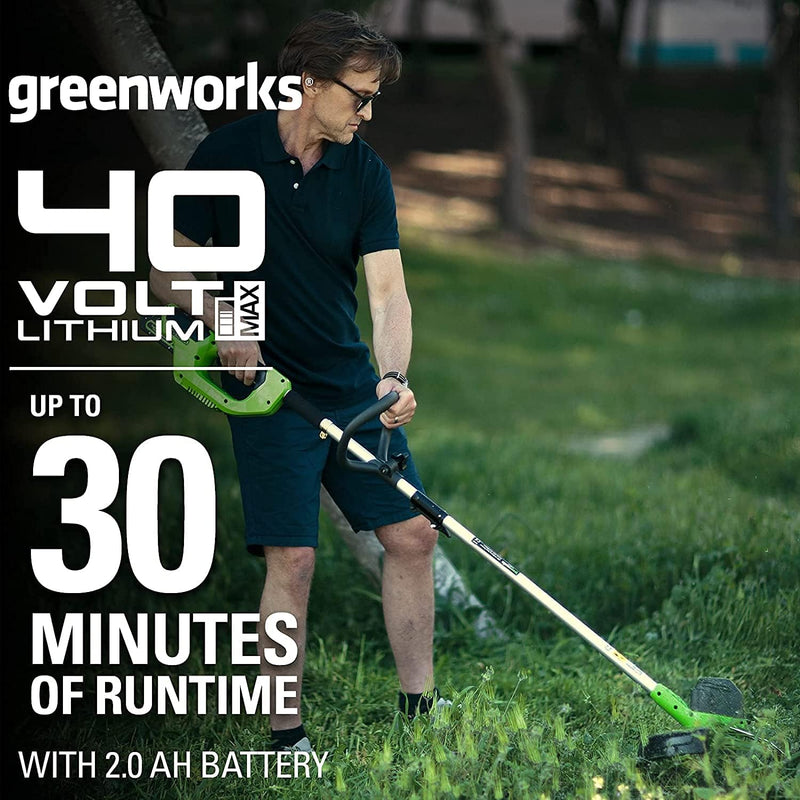 Greenworks Akku-Rasentrimmer G40LT mit 3 Stück Doppel-Fadenspule (Li-Ion 40 V 30cm Schnittbreite 700