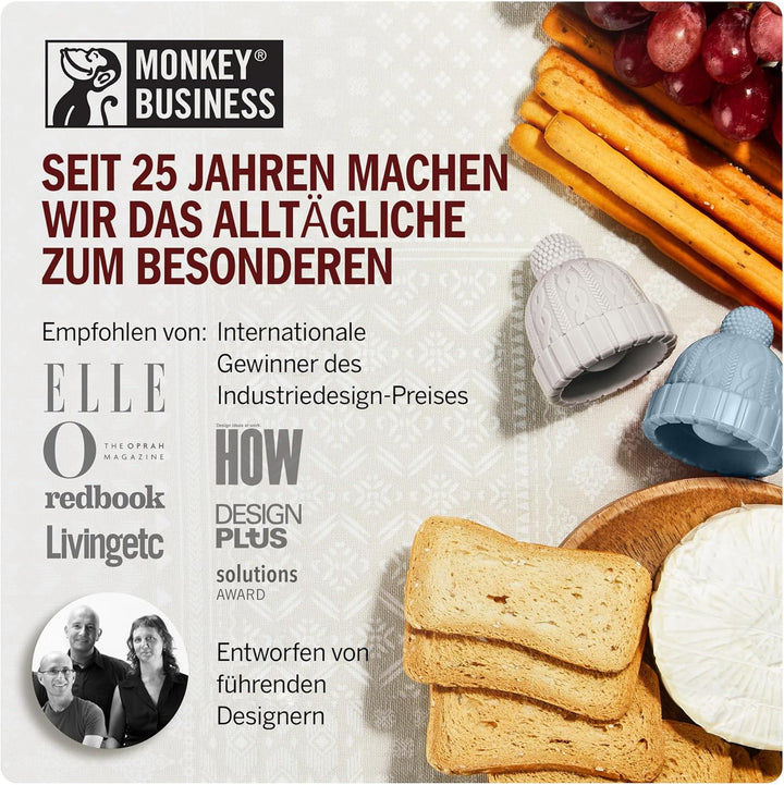 Monkey Business Set aus 2 Weinstopfen für Weinflaschen, Skurriles Weinzubehör, Strickmützen-förmige