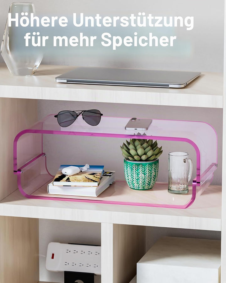 Monitorständer Acryl 2er-Set, 2-Ebenen Bildschirmerhöhung Modular, PC Monitor-Erhöhung, Schreibtisch