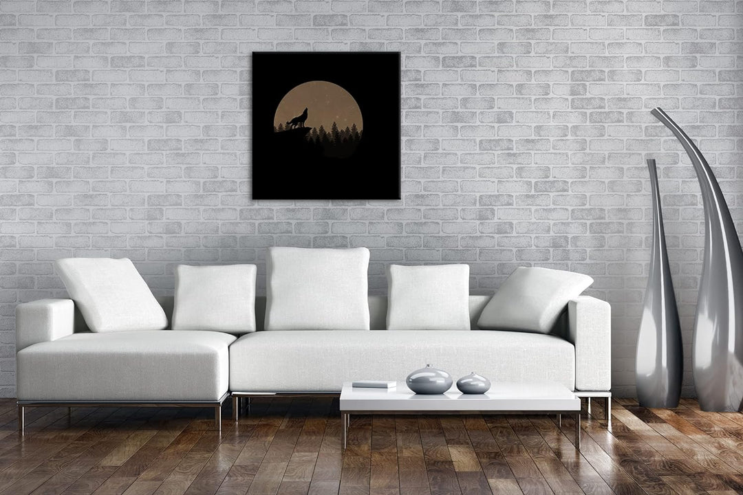 deyoli düsterer einsamer Wolf Format: 70x70 Effekt: Sepia als Leinwandbild, Motiv fertig gerahmt auf