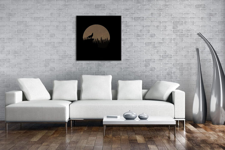 deyoli düsterer einsamer Wolf Format: 70x70 Effekt: Sepia als Leinwandbild, Motiv fertig gerahmt auf