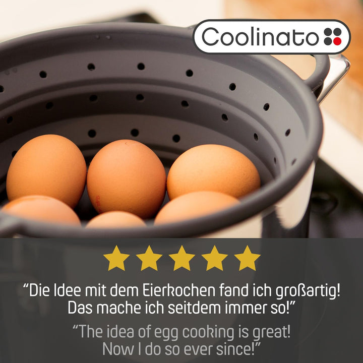 Coolinato Sieb aus Silikon, faltbar spülmaschinenfest, Nudelsieb Abtropfsieb Dampfgar Einsatz, Küche