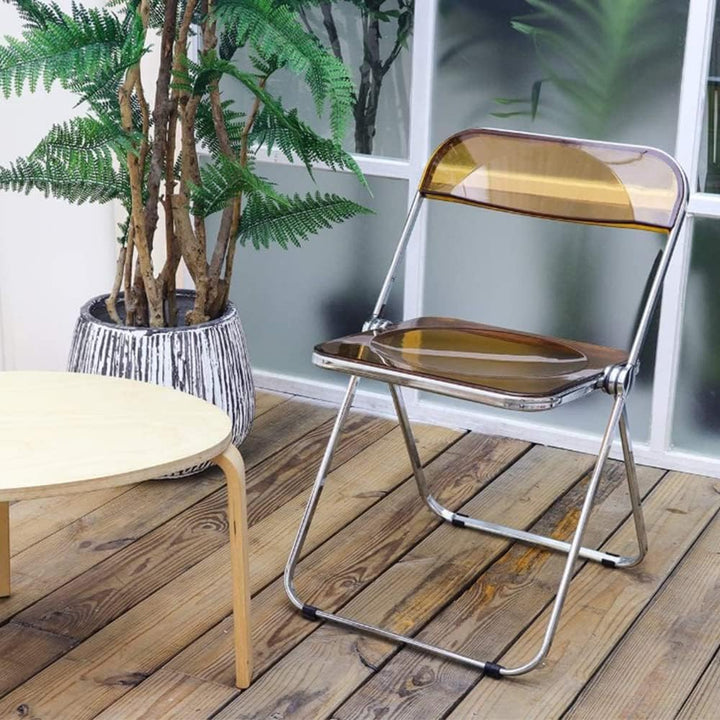 Willonin Transparenter Stuhl Acryl Rückenlehne Klappstuhl 46 * 46 * 75cm, Leicht zu Tragen, Kann im