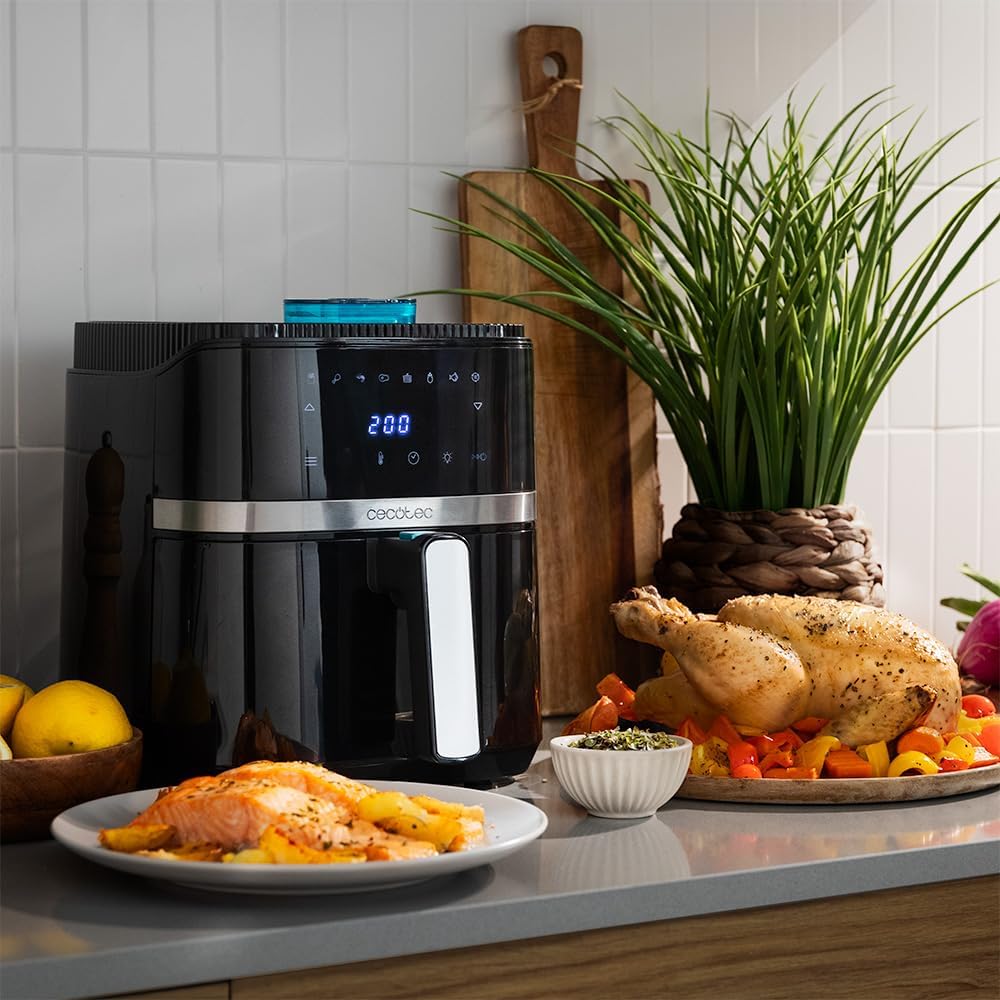 Cecotec Heissluftfritteuse 5 L Cecofry Drip 5000 Air Fryer ohne Öl. 1500 W, Wasserspray, 8 Menüs, Pe
