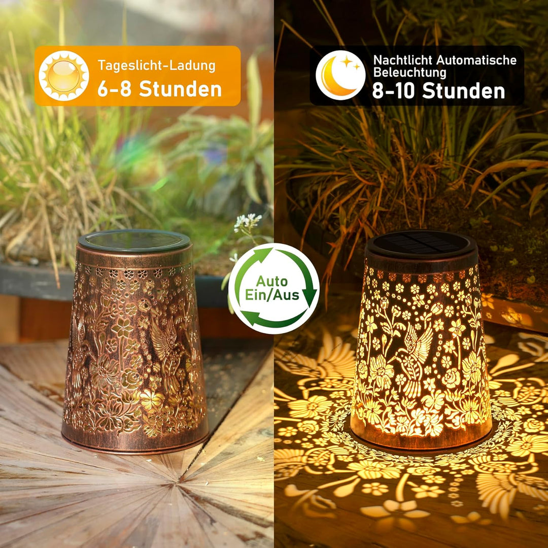 JOYCREATOR Solarlaterne für Aussen 2 Stück, Kolibri Solarlampen für Aussen Hängend/Stehend, IP65 Was
