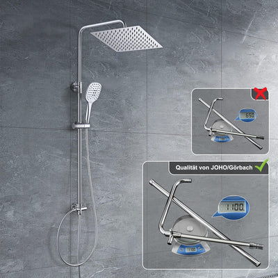 JOHO Duschset ohne Armatur, Chrom Duschstangeset Duschsäuleset, Regendusche Duschsystem mit Duschkop