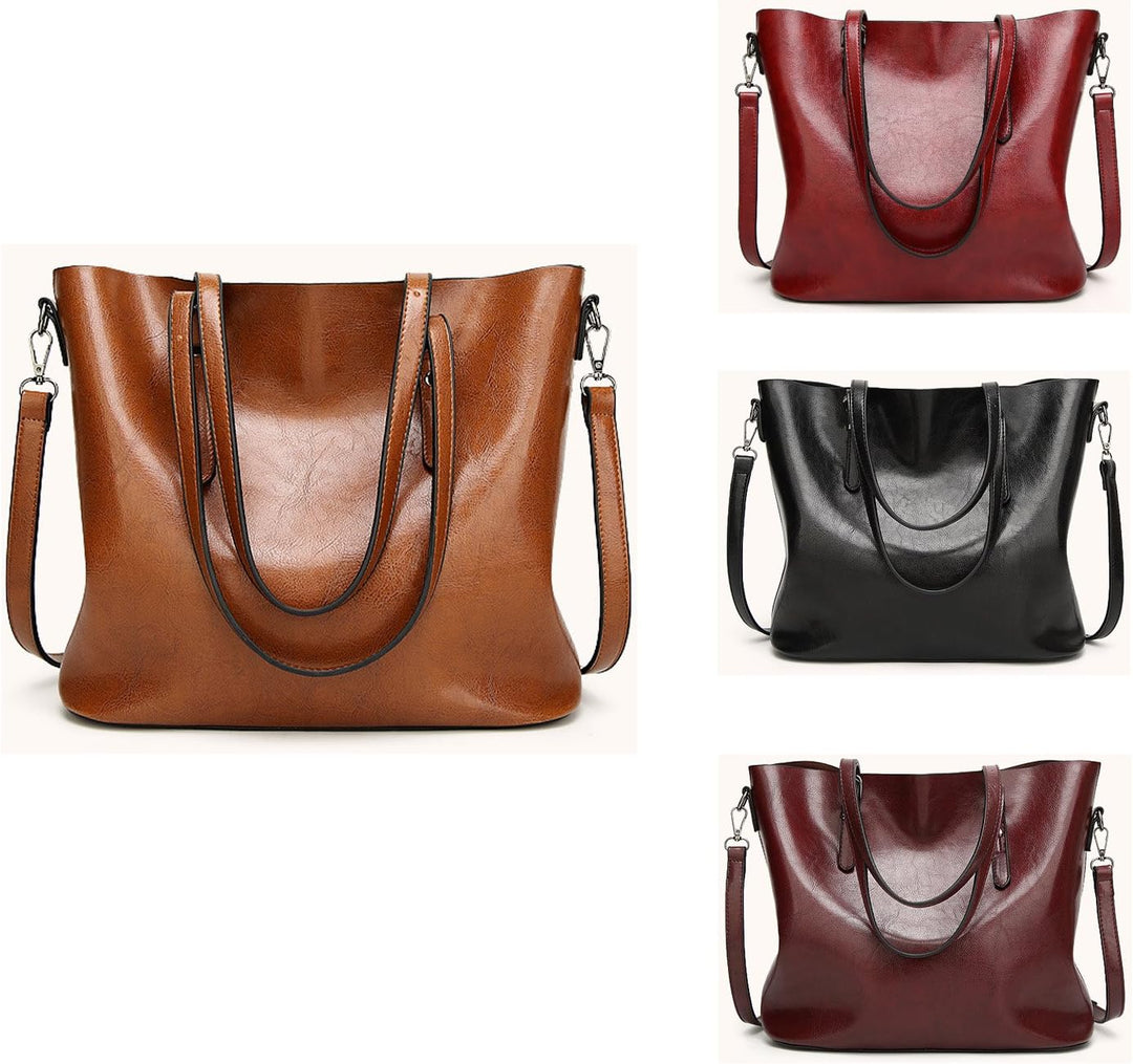 Coolives Damen Tote Shopper Tasche Schultertasche mit Schultergurt Umhängetasche Handtasche aus PU-L