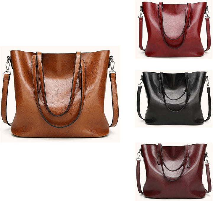 Coolives Damen Tote Shopper Tasche Schultertasche mit Schultergurt Umhängetasche Handtasche aus PU-L