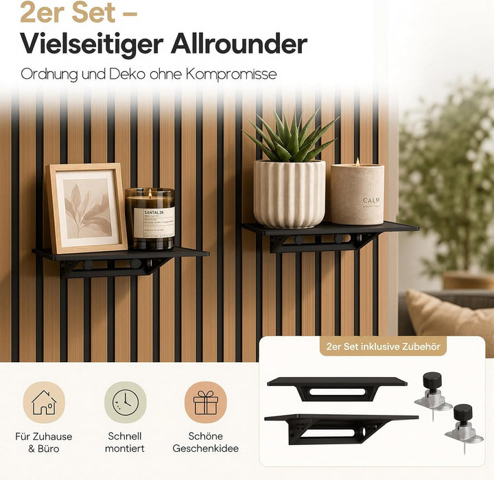 2er Set Regal für Akustikpaneele Ohne Bohren Wandpaneele 20x10cm | Zubehör Akustikpaneele für Vertik