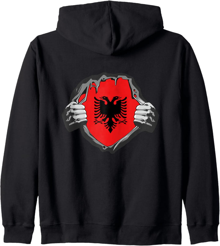 Albanien Kosovo zerrissenes Hemd Design zeigen Sie Ihr albanisches Herz Kapuzenjacke