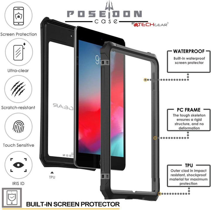 TECHGEAR wasserdichte Hülle für iPad Mini 2019 [5. Gen] iPad Mini 4 (Poseidon Case) Schlanke Robuste
