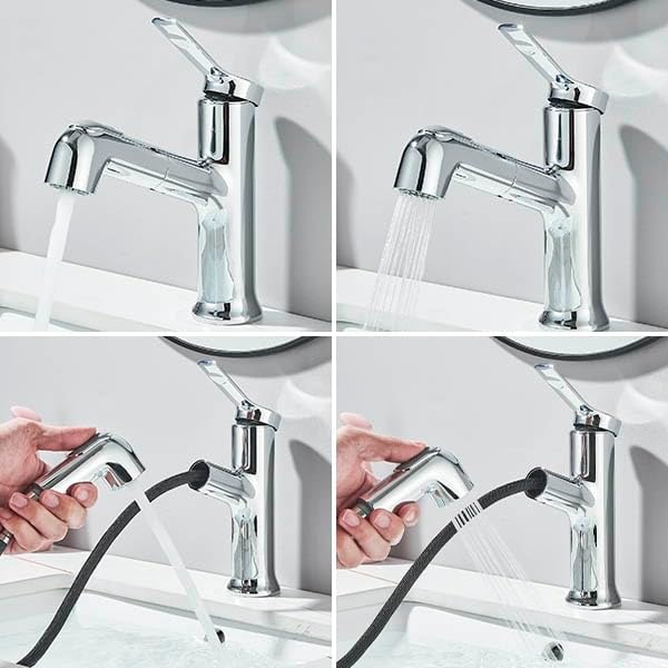 Wasserhahn Bad mit Ausziehbar Brause Waschtischarmatur Armatur Badezimmer mit 2 Strahlarten Einhebel