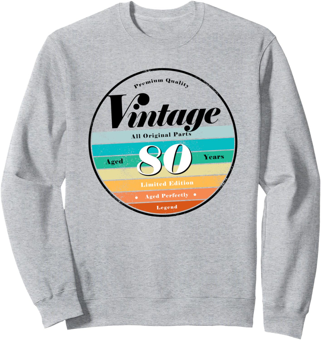 80th Birthday Gifts Classic Retro Vintage Aged 80 years old Sweatshirt