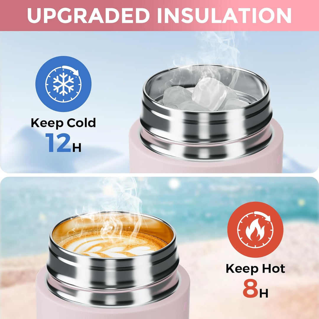 【Upgrade-Version】Exllena Mini Thermosflasche 250ml mit Edelstahl-Deckel, Trinkflasche Klein Doppelwa