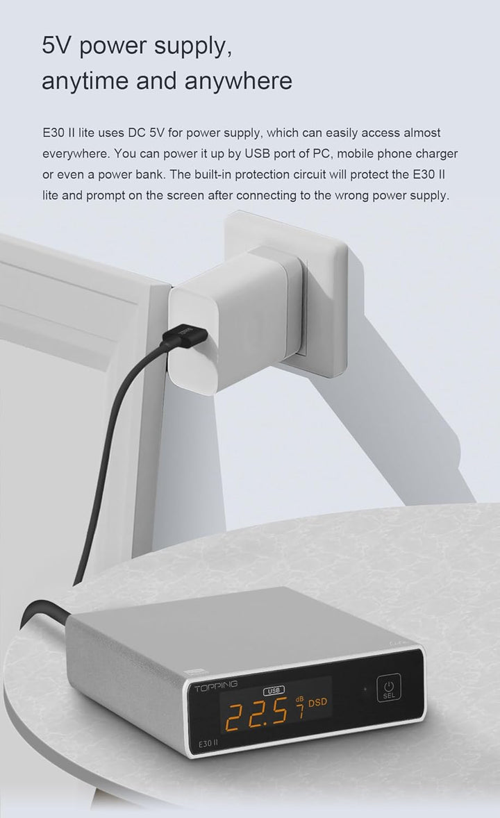 Topping E30 II lite DAC-Vorverstärker – AK4493S Hi-Res XMOS XU208 DAC 32 Bit/768 kHz DSD512 DSD Dire