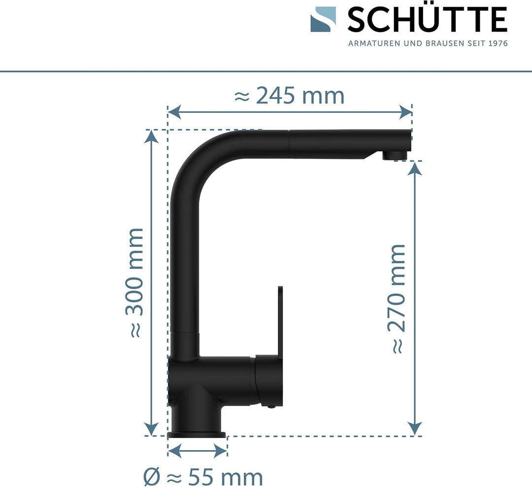 Schütte Niederdruck Küchenarmatur LONDON mit ausziehbarer Geschirrbrause, Armatur für Boiler/Unterti
