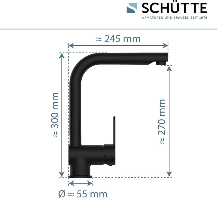 Schütte Niederdruck Küchenarmatur LONDON mit ausziehbarer Geschirrbrause, Armatur für Boiler/Unterti