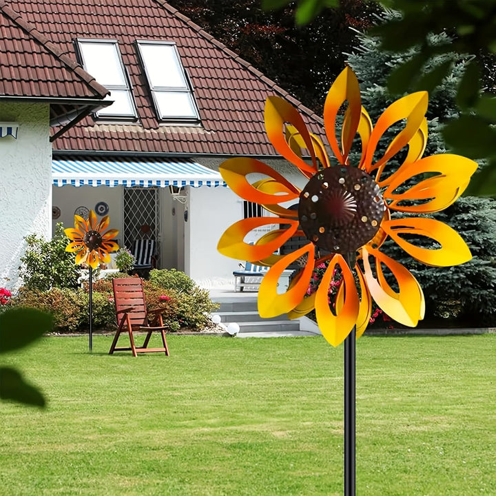 Windspinner Gartendekoration mit Solarlicht, Metall, Kupfer/Bronze, Doppeldrehrichtung 8\"W x 12\"H,