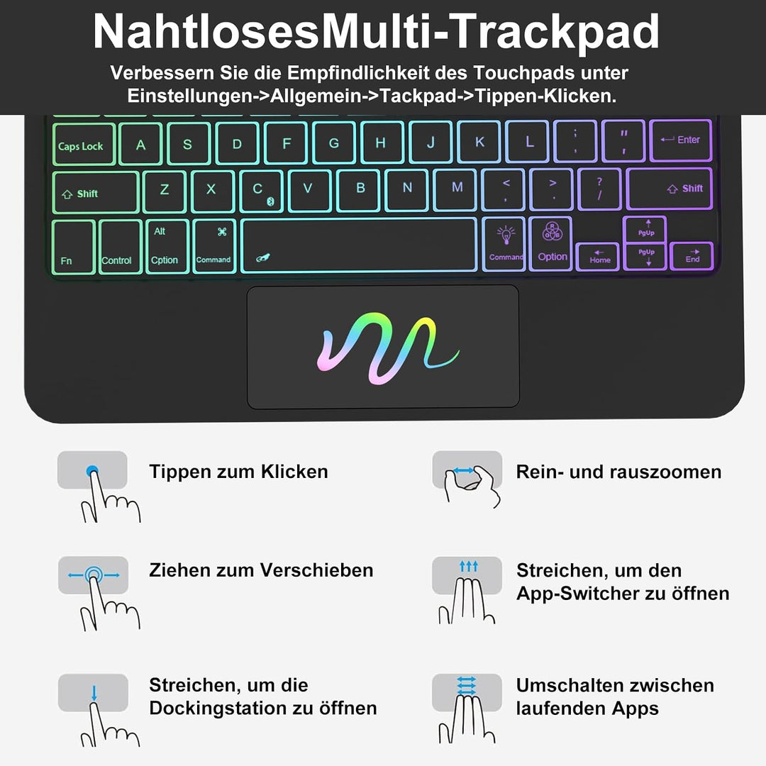 Magic Keyboard für iPad Air 13 M4 2026/M3 2025/M2 2024 &amp; iPad 12.9, Schwarz Schwarz 13 Zoll Air 13,
