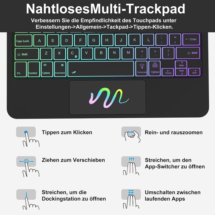 Magic Keyboard für iPad Air 13 M4 2026/M3 2025/M2 2024 &amp; iPad 12.9, Schwarz Schwarz 13 Zoll Air 13,