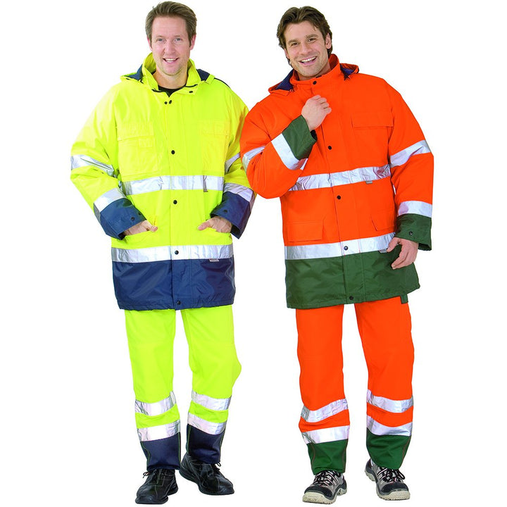 Planam Grösse XXXL Herren Warn-/Wetterschutz Parka 2-farbig orange grün Modell 2058 3XL Orange, Grün