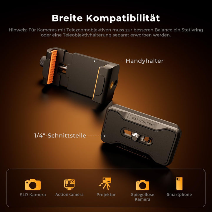 Kamera Stativ, K&F Concept Handy Stativ,178cm Stativ mit Handyhalterung, Tripod für unterwegs, Stati