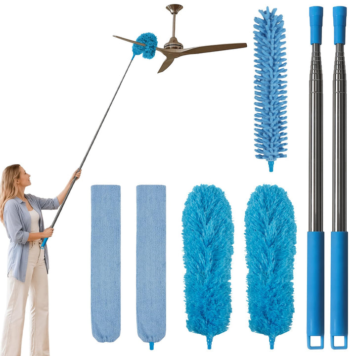 marysgift Staubwedel Teleskop Waschbar Mikrofaser Duster Lang Ausziehbar Bis 250cm,7 Stück Staubwede