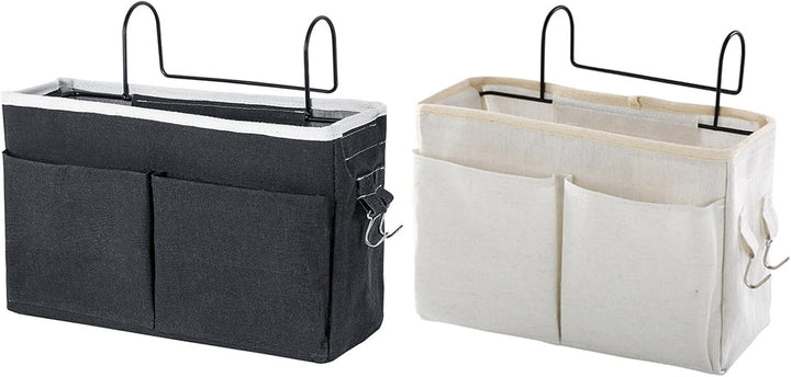 Disnace 2Pcs Betttasche Bett Organizer Hängetasche Aufbewahrungstasche, Hängetasche Faltbares Leinen
