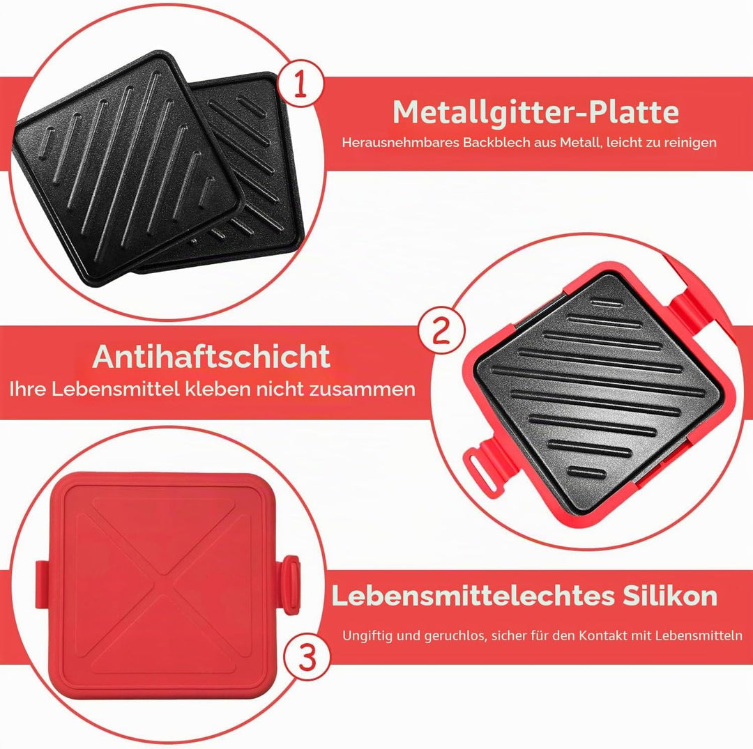 Sandwichmaker Mikrowelle, Mini Sandwichmaker für Mikrowelle und Backofen, Mikrowellen Sandwichtoaste