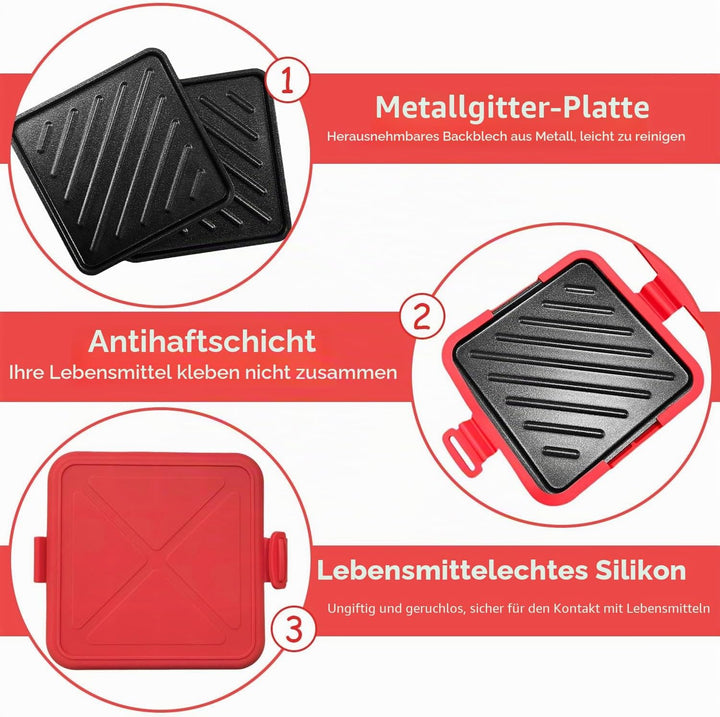 Sandwichmaker Mikrowelle, Mini Sandwichmaker für Mikrowelle und Backofen, Mikrowellen Sandwichtoaste
