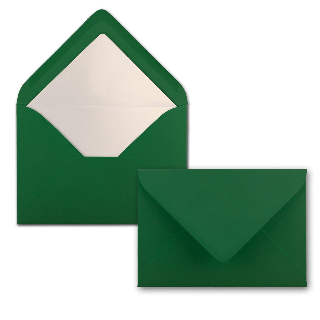 50 Briefumschläge Dunkel-Grün - DIN C6 - gefüttert mit weissem Seidenpapier - 90 g/m² - 11,4 x 16,2