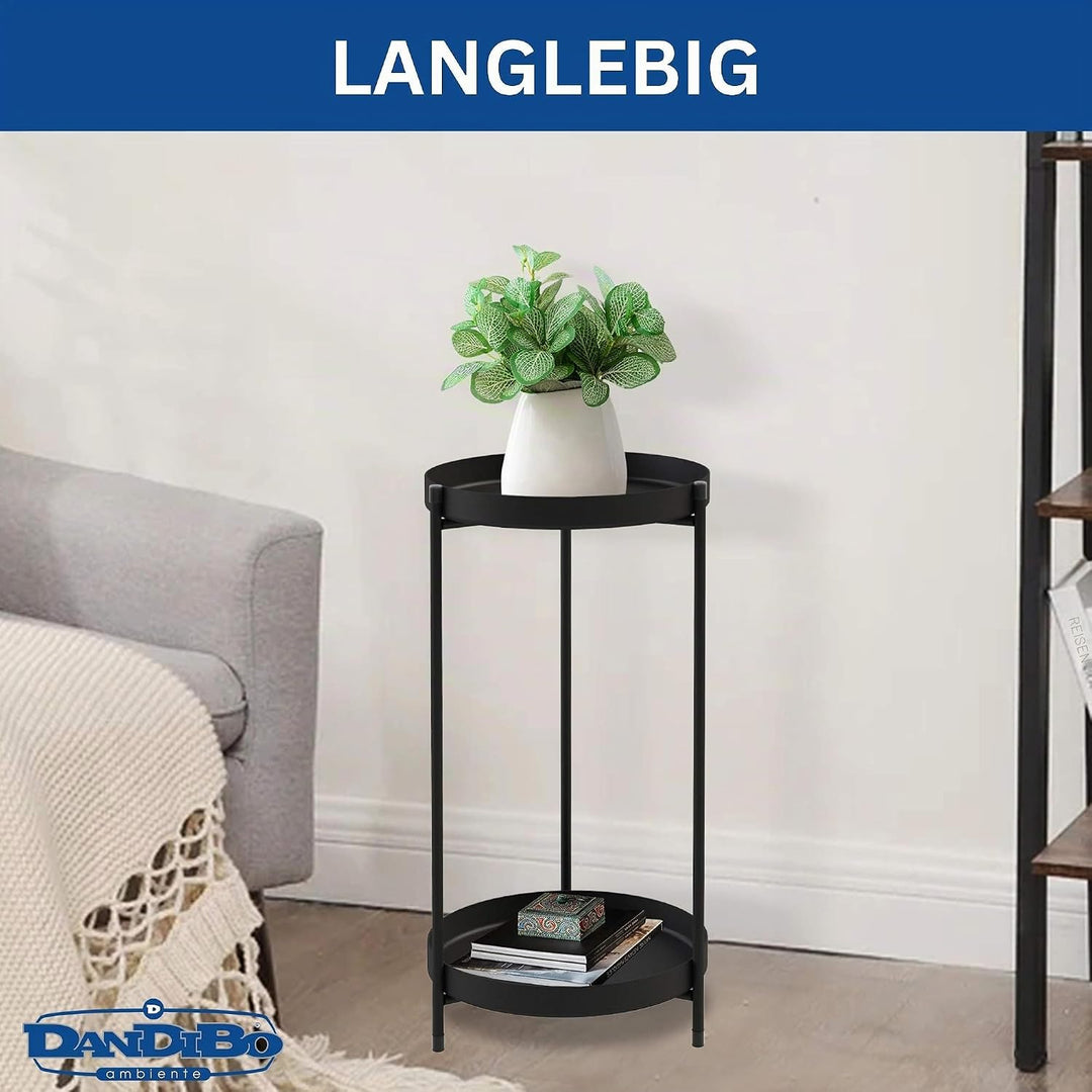 DanDiBo Blumenständer Metall Schwarz Rund 2 Etagen 52 cm 96583 Beistelltisch Blumenhocker Pflanzenst