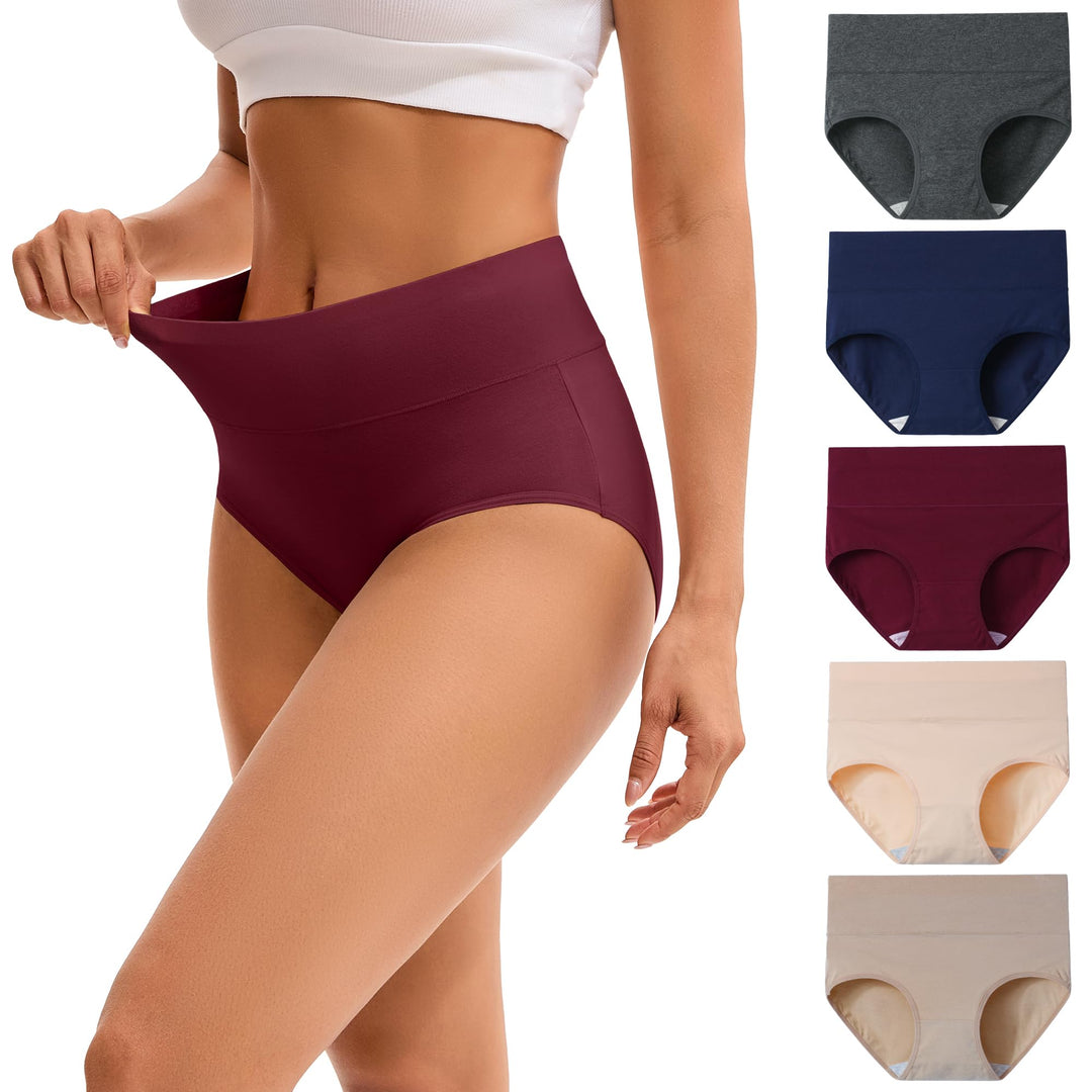 INNERSY Unterhosen Damen Baumwolle Stretch Slips Hohe Taille Weiche Unterwäsche Frauen 5er Pack XS S