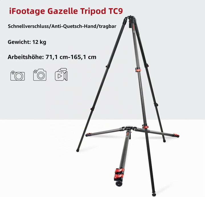 IFOOTAGE Gazelle TC9 Kamerastative,Kamera Stativ,Fotostativ,Stativ Kamera Flexibel,Basic-Einbeinstat