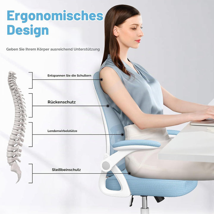 rattantree Bürostuhl, Ergonomischer Schreibtischstuhl mit Lendenwirbelstütze, Verstellbare Armlehnen