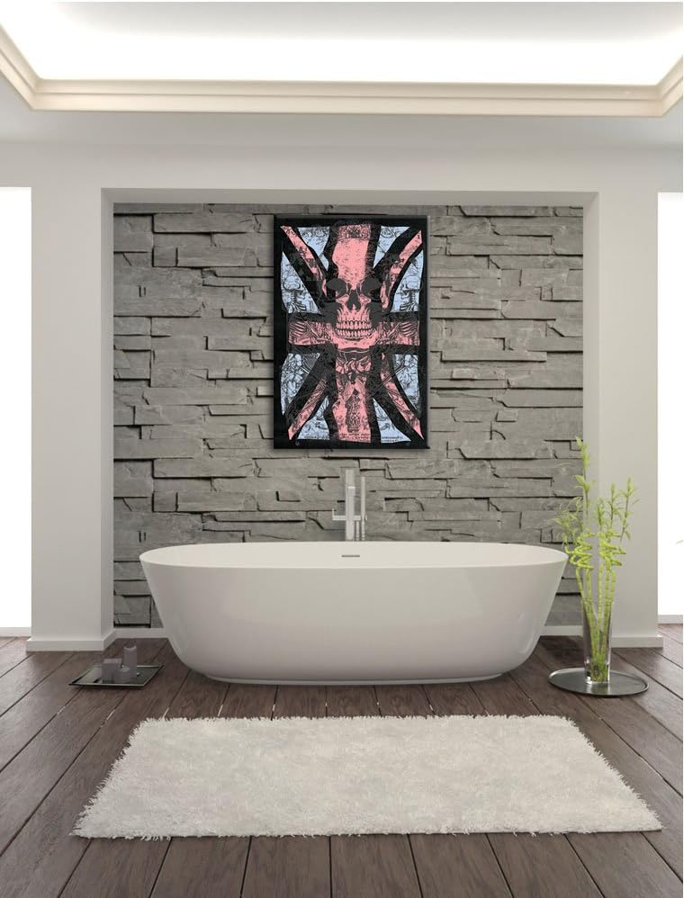Dark UK skull black Bild auf Leinwand, XXL riesige Bilder fertig gerahmt mit Keilrahmen, Kunstdruck