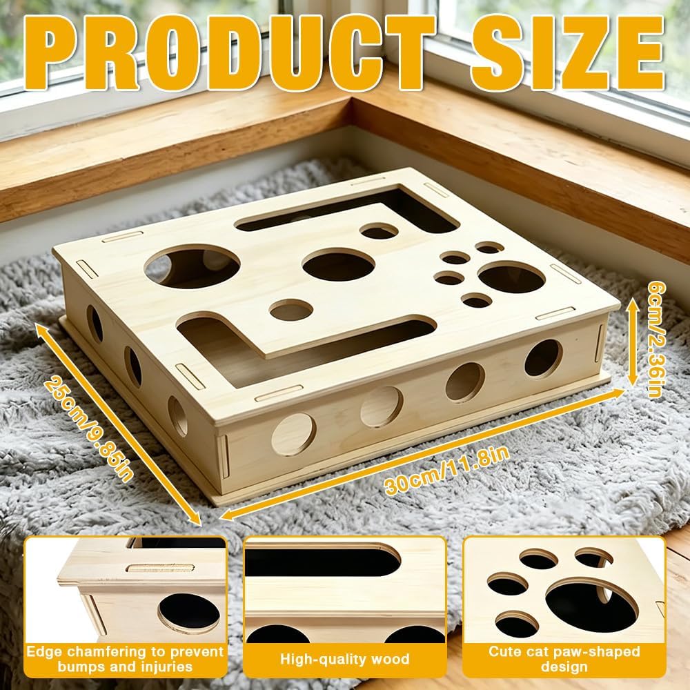 Katzenkratzpuzzle Anreicherungsbox, 30 * 25CM Katzen Kratzbrett, Kratzpuzzle Spielbox Holz mit Kratz