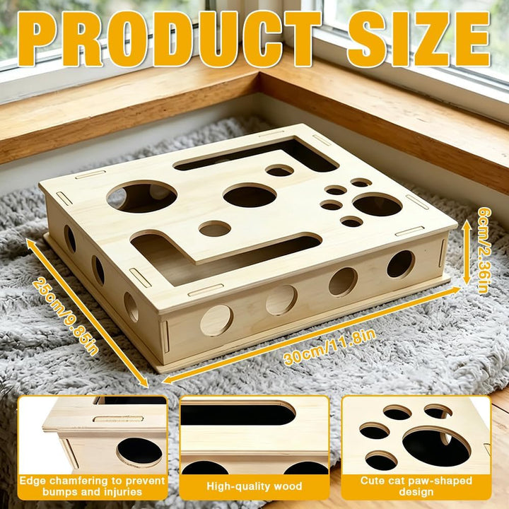 Katzenkratzpuzzle Anreicherungsbox, 30 * 25CM Katzen Kratzbrett, Kratzpuzzle Spielbox Holz mit Kratz
