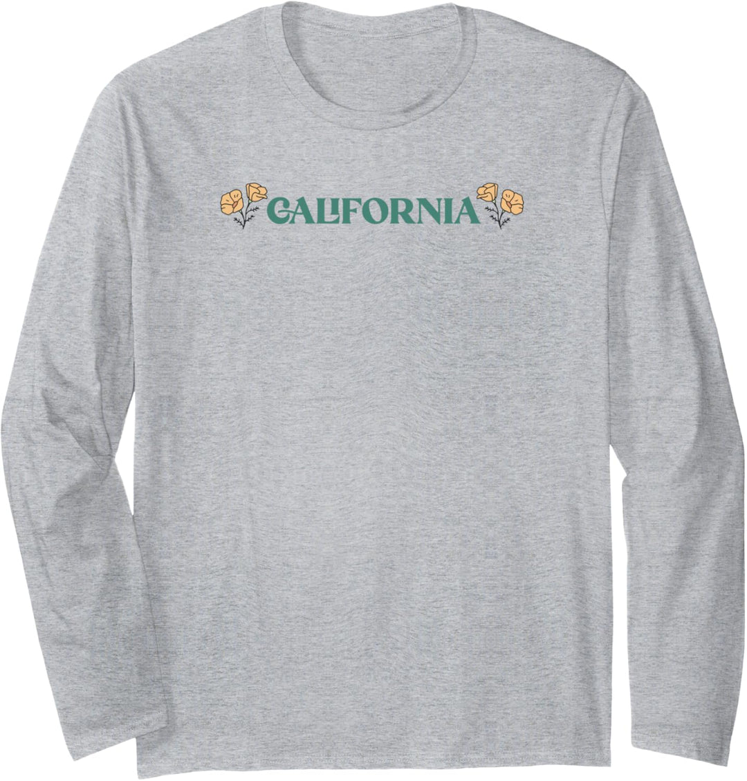 Trendy California Landmarks Icon Map & Text Front & Back Langarmshirt